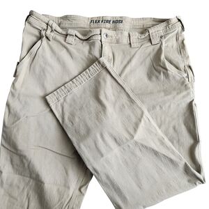 Duluth Trading Flex Fire Hose Pants Men's 44x32 Khaki Carpenter Work Utility